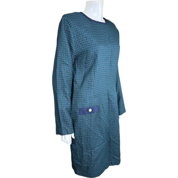 Miz California Green Navy Weave Plaid Vintage Career Dress Womens 12 Midi - Picture 14 of 14